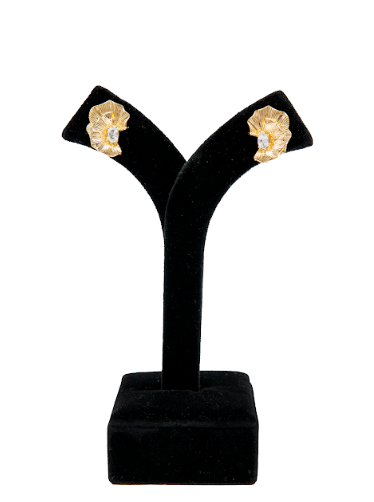 Golden Petal Textured Stone Stud Earrings